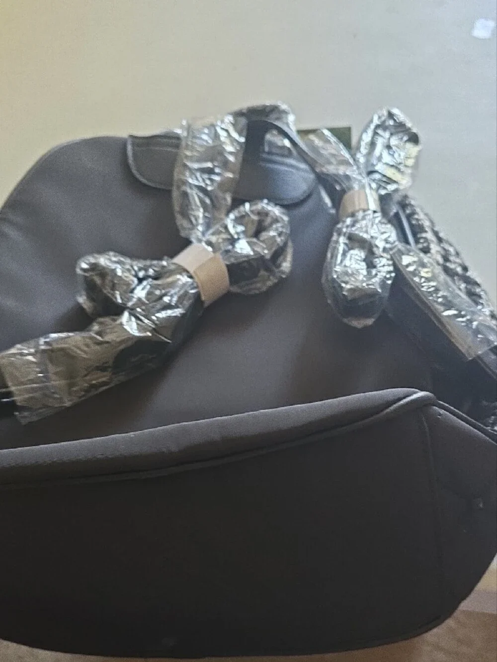 Badgley Mischka Black Quilted Backpack with Black and White Tweed Pocket